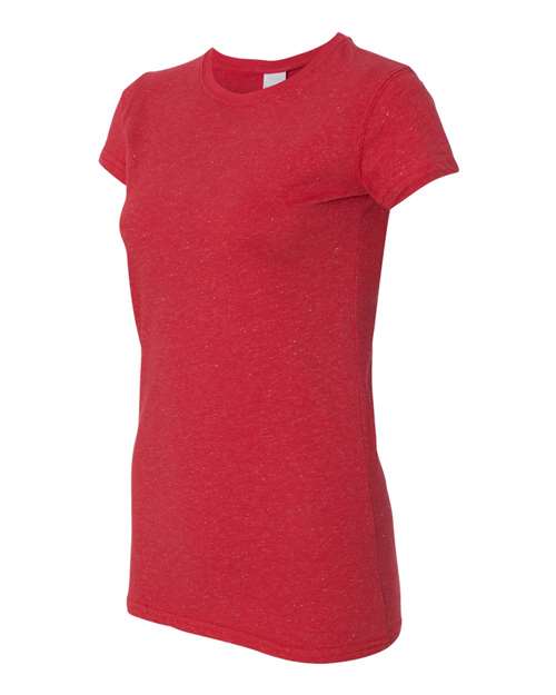 J. America 8138 Women’s Glitter T-Shirt - Red/ Silver - side