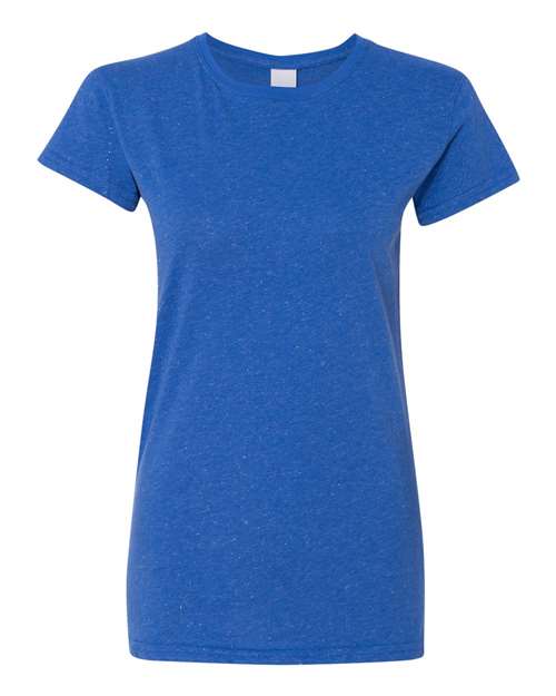 J. America 8138 Women’s Glitter T-Shirt - Royal/ Silver - front