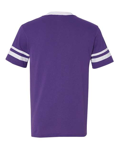 Augusta Sportswear 360 V-Neck Jersey with Striped Sleeves - Purple/ White - back
