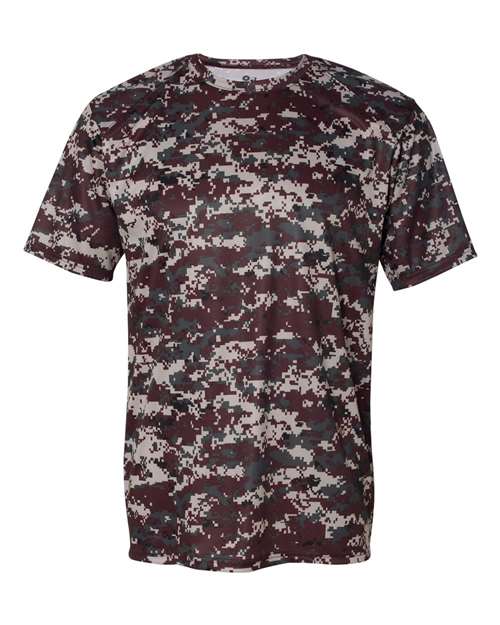 Badger 4180 Men's Digital Camo T-Shirt - Maroon Digital - front