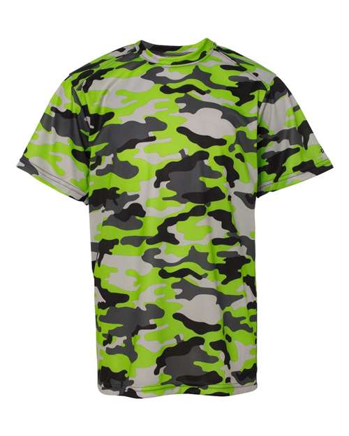 Badger 2181 Youth Camo T-Shirt - Lime - front