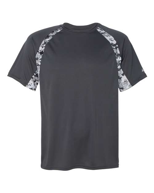 Badger 4140 Men's Hook Digital T-Shirt - Graphite/ White - front