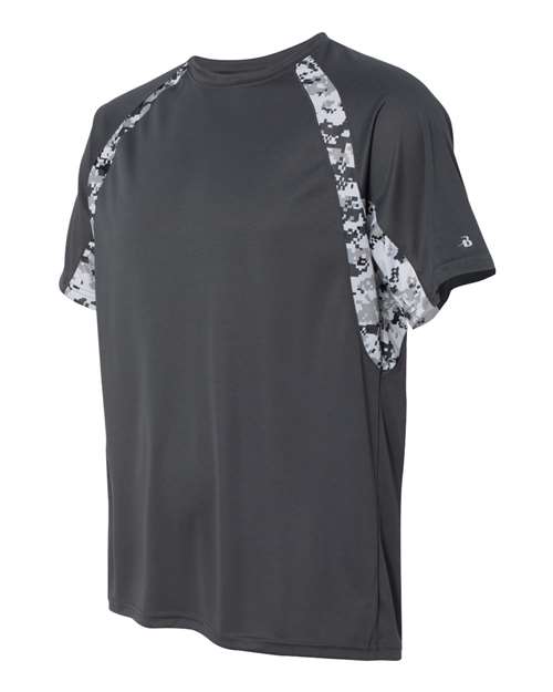 Badger 4140 Men's Hook Digital T-Shirt - Graphite/ White - side