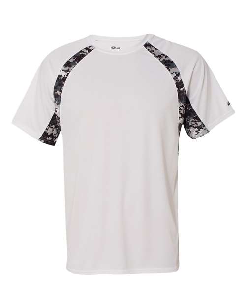 Badger 4140 Men's Hook Digital T-Shirt - White/ Black - front