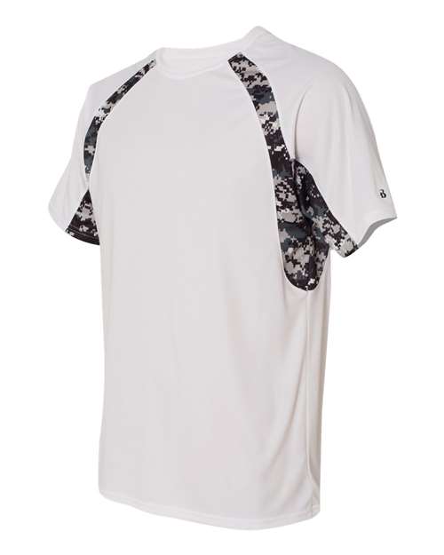 Badger 4140 Men's Hook Digital T-Shirt - White/ Black - side