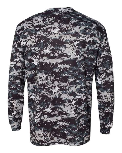 Badger 4184 Men's Digital Camo Long Sleeve T-Shirt - Black Digital - back