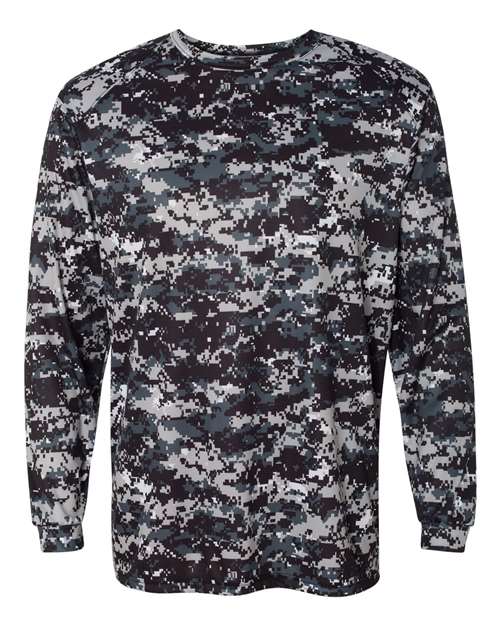 Badger 4184 Men's Digital Camo Long Sleeve T-Shirt - Black Digital - front