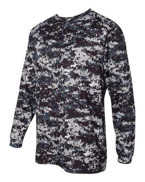 Badger 4184 Men's Digital Camo Long Sleeve T-Shirt - Black Digital - side