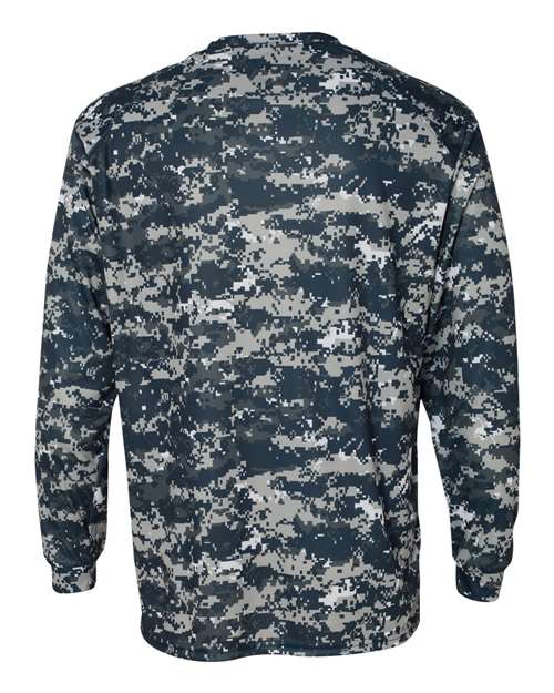 Badger 4184 Men's Digital Camo Long Sleeve T-Shirt - Navy Digital - back