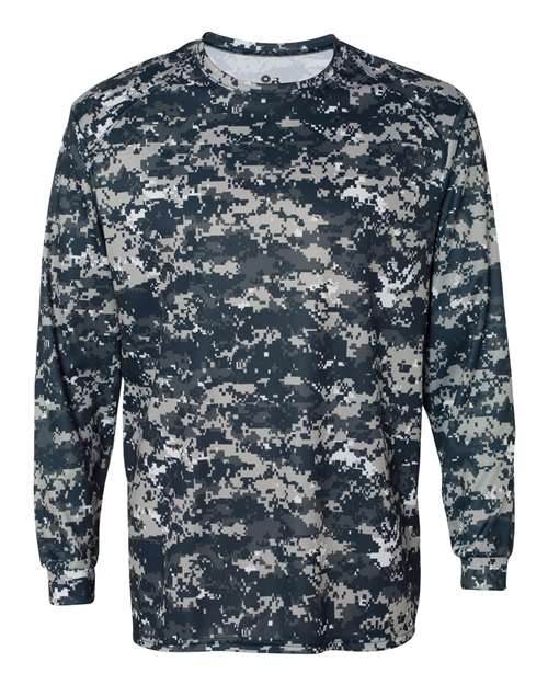 Badger 4184 Men's Digital Camo Long Sleeve T-Shirt - Navy Digital - front