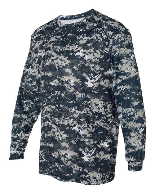 Badger 4184 Men's Digital Camo Long Sleeve T-Shirt - Navy Digital - side