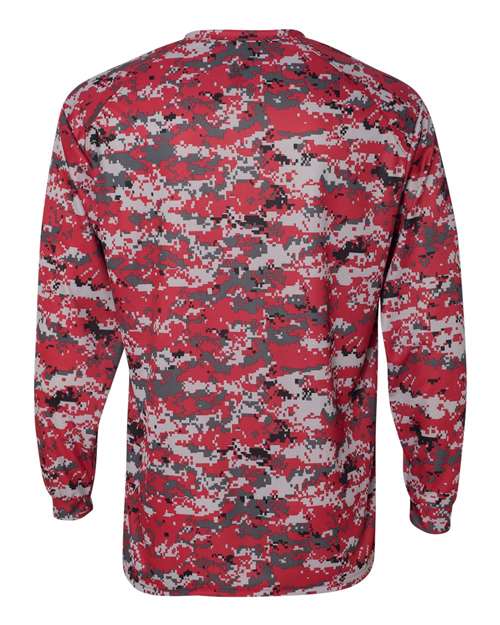Badger 4184 Men's Digital Camo Long Sleeve T-Shirt - Red Digital - back