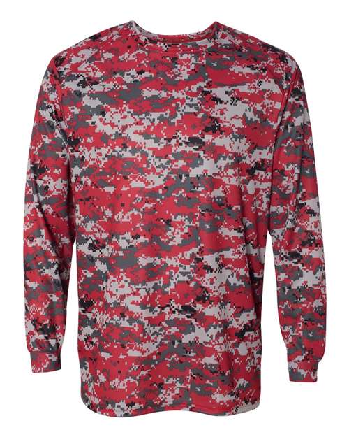Badger 4184 Men's Digital Camo Long Sleeve T-Shirt - Red Digital - front
