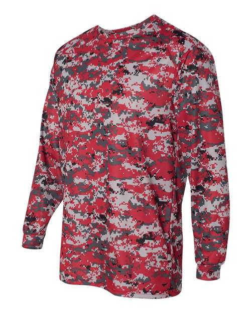 Badger 4184 Men's Digital Camo Long Sleeve T-Shirt - Red Digital - side