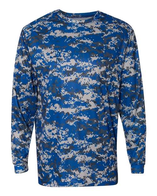 Badger 4184 Men's Digital Camo Long Sleeve T-Shirt - Royal Digital - front