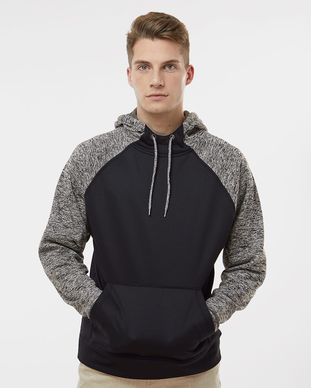 J. America 8612 Men's Colorblocked Cosmic Fleece Hooded Sweatshirt - style