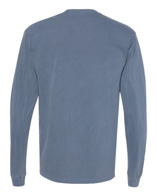 Comfort Colors 4410 Unisex Garment-Dyed Heavyweight Long Sleeve Pocket T-Shirt - Blue Jean - back