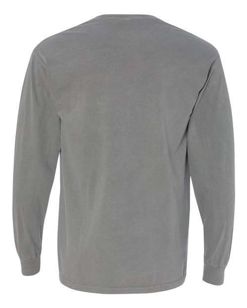 Comfort Colors 4410 Unisex Garment-Dyed Heavyweight Long Sleeve Pocket T-Shirt - Grey - back