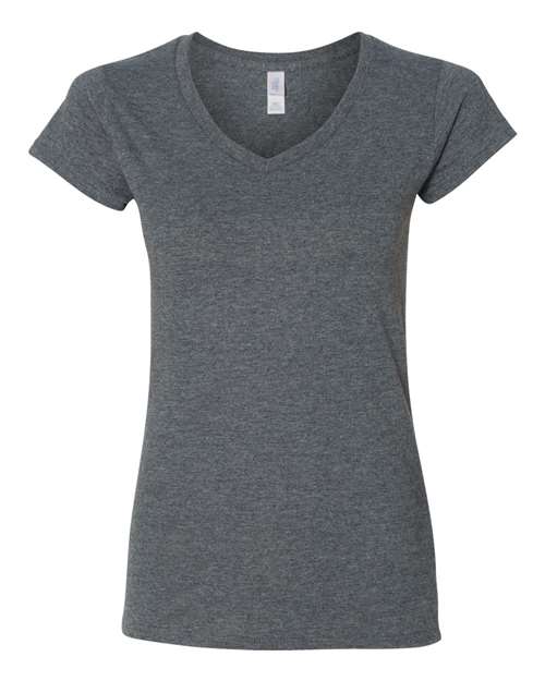 Gildan 64V00L Women's Softstyle® V-Neck T-Shirt - Dark Heather - front