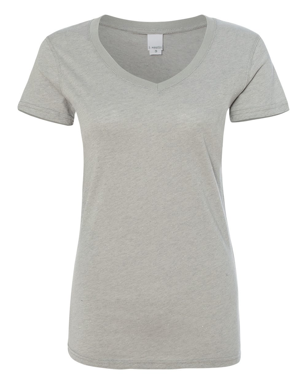 J. America 8136 Women’s Glitter V-Neck T-Shirt - style