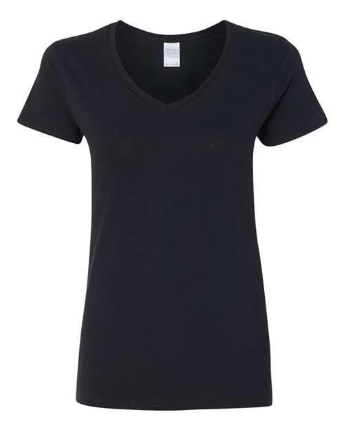Gildan 5V00L Women's Heavy Cotton™ V-Neck T-Shirt - Black - front