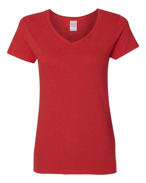 Gildan 5V00L Women's Heavy Cotton™ V-Neck T-Shirt - Red - front