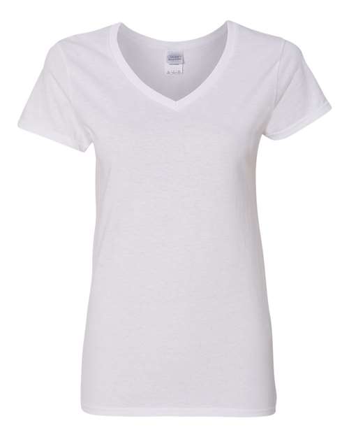 Gildan 5V00L Women's Heavy Cotton™ V-Neck T-Shirt - White - front