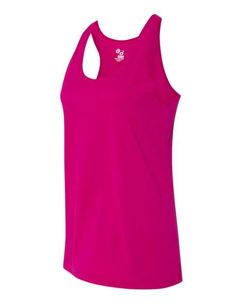 Badger 4166 Women’s B-Core Racerback Tank Top - Hot Pink - side