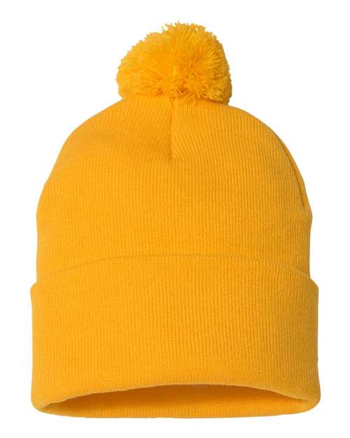 Sportsman SP15 12" Pom-Pom Cuffed Beanie - Gold - back