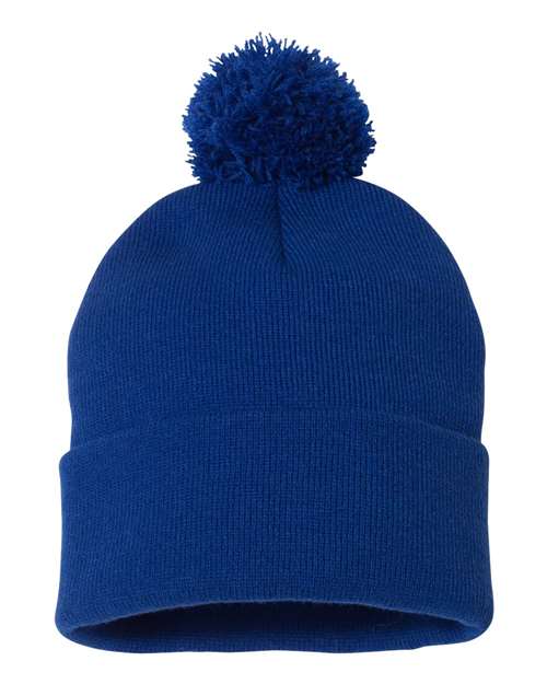 Sportsman SP15 12" Pom-Pom Cuffed Beanie - Royal Blue - back