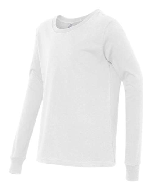 BELLA + CANVAS 3501Y Youth Jersey Long Sleeve Tee - White - side