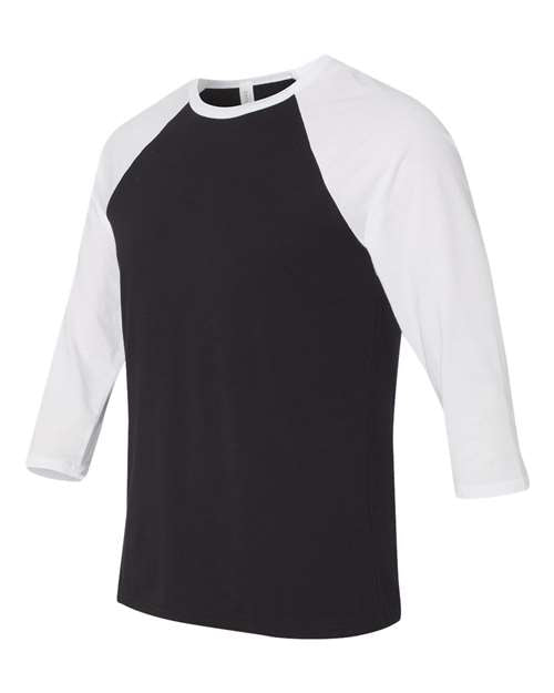BELLA + CANVAS 3200 Unisex Three-Quarter Sleeve Baseball Tee - Black/ White - side