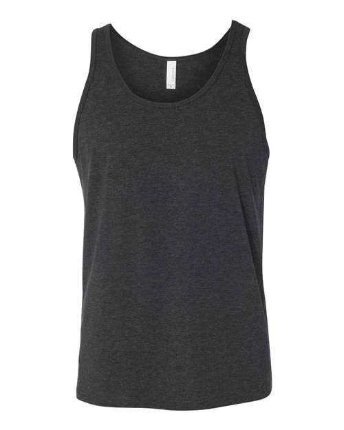 BELLA + CANVAS 3480 Jersey Tank - Charcoal Black Triblend/ Solid Black Triblend - front