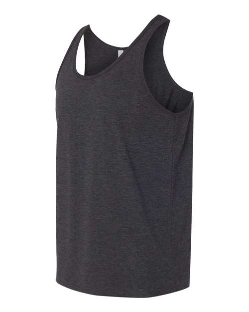 BELLA + CANVAS 3480 Jersey Tank - Charcoal Black Triblend/ Solid Black Triblend - side