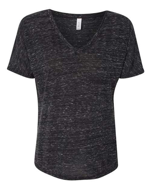 BELLA + CANVAS 8815 Women’s Slouchy V-Neck Tee - Black Marble - front