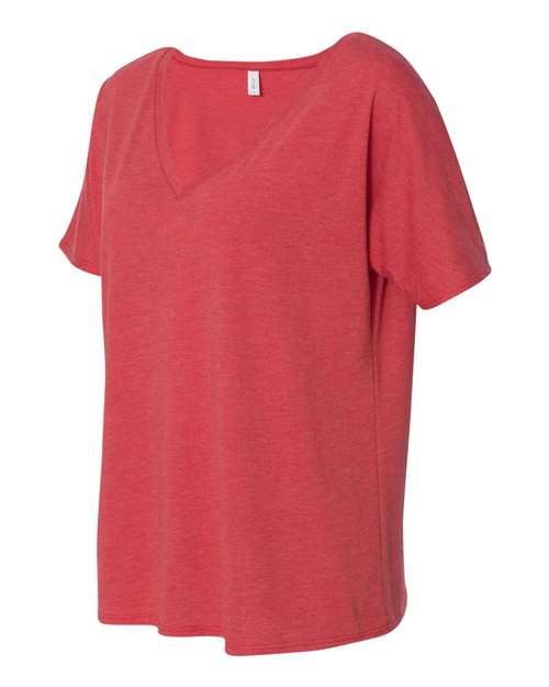 BELLA + CANVAS 8815 Women’s Slouchy V-Neck Tee - Red Triblend - side