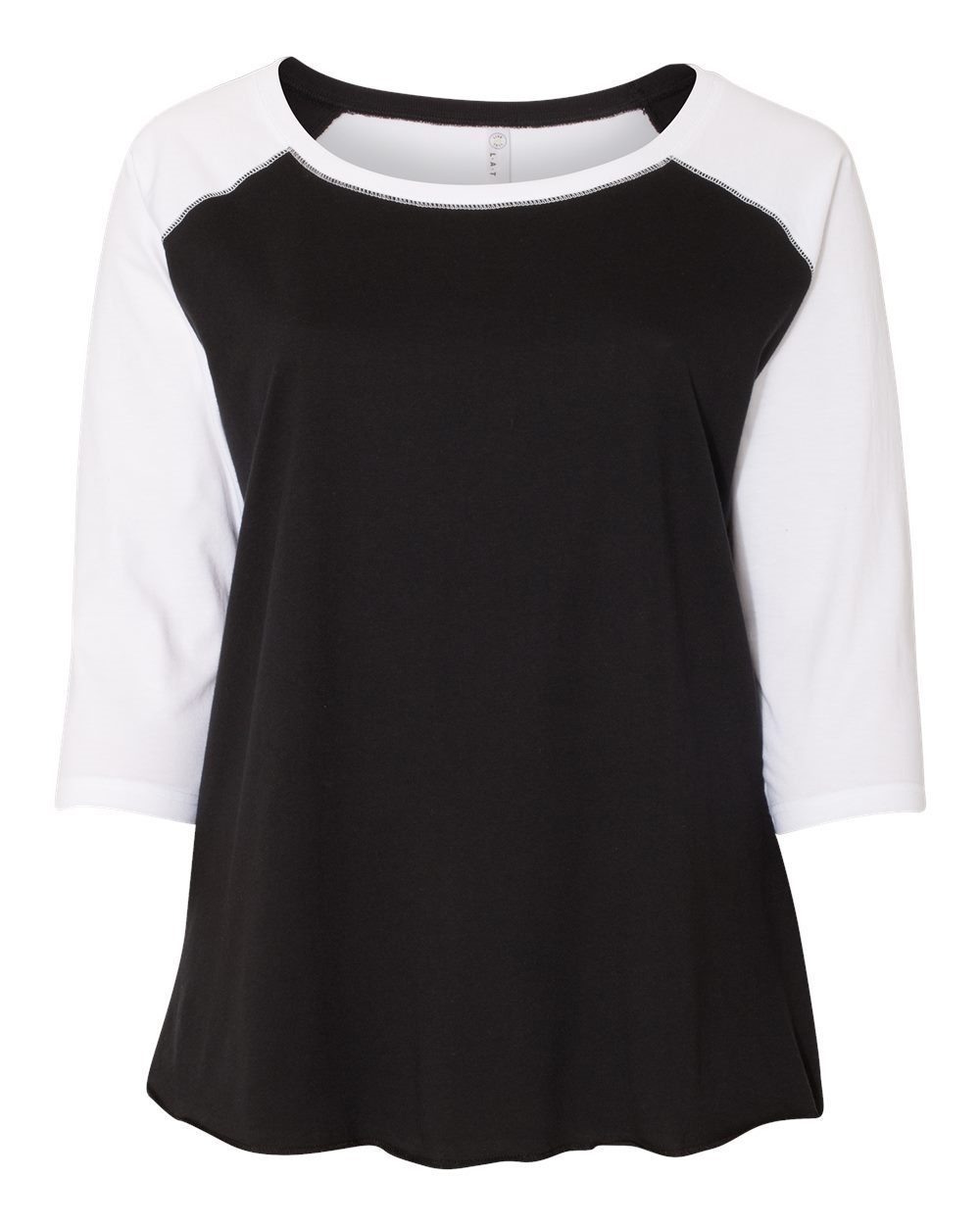 LAT 3830 Women's Curvy Collection Baseball Three-Quarter Sleeve Tee - style