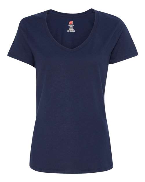 Hanes S04V Women's Perfect-T V-Neck T-Shirt - Navy - front