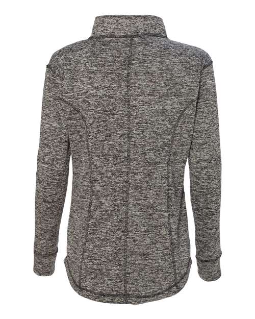 J. America 8617 Women's Cosmic Fleece Quarter-Zip Pullover - Charcoal Fleck/ Fire Coral - back