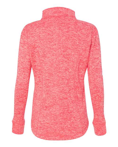 J. America 8617 Women's Cosmic Fleece Quarter-Zip Pullover - Fire Coral/ Magenta - back