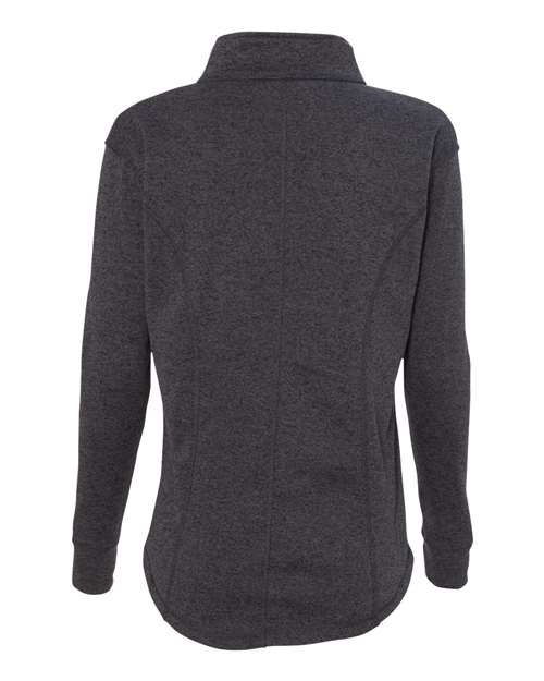 J. America 8617 Women's Cosmic Fleece Quarter-Zip Pullover - Onyx Fleck/ Electric Blue - back