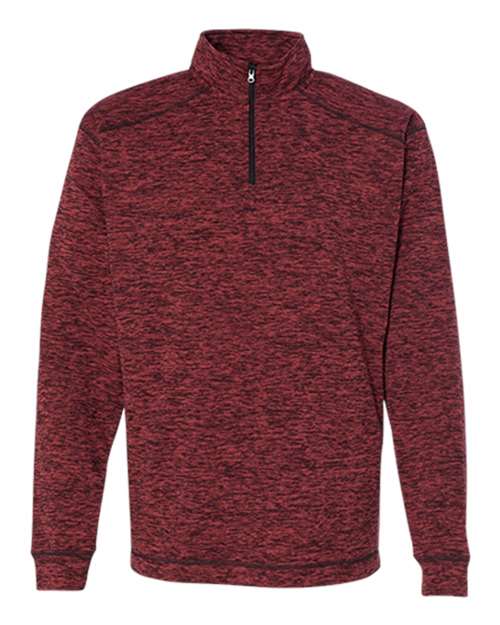 J. America 8614 Men's Cosmic Fleece Quarter-Zip Sweatshirt - Red Fleck - front