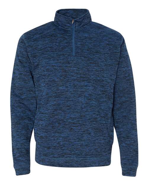 J. America 8614 Men's Cosmic Fleece Quarter-Zip Sweatshirt - Royal Fleck - front