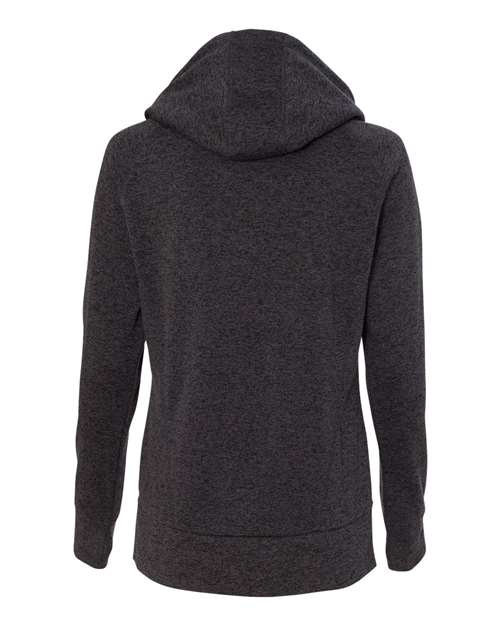 J. America 8616 Women’s Cosmic Fleece Hooded Sweatshirt - Onyx Fleck/ Electric Blue - back