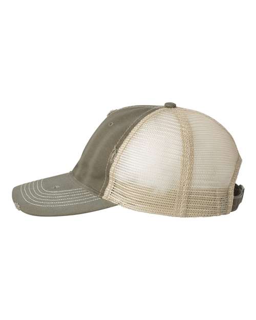 Valucap 3150 Bounty Dirty-Washed Mesh-Back Cap - Olive/ Khaki - side