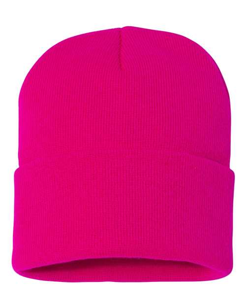 Sportsman SP12 12" Solid Cuffed Beanie - Neon Fuchsia - back