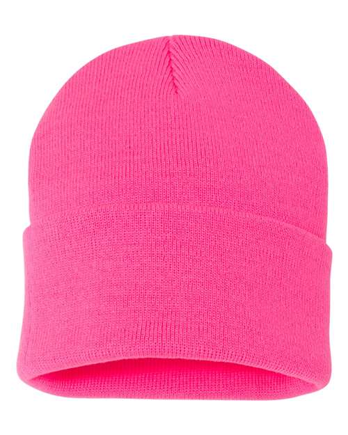 Sportsman SP12 12" Solid Cuffed Beanie - Neon Pink - back