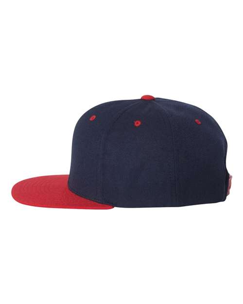 YP Classics 6089M Premium Flat Bill Snapback Cap - Navy/ Red - back