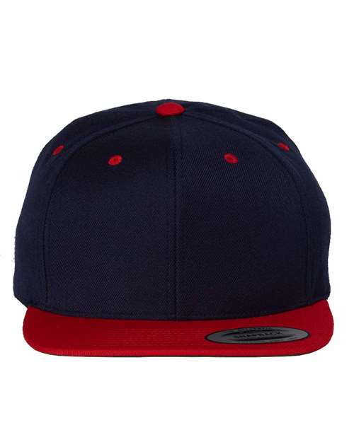 YP Classics 6089M Premium Flat Bill Snapback Cap - Navy/ Red - front