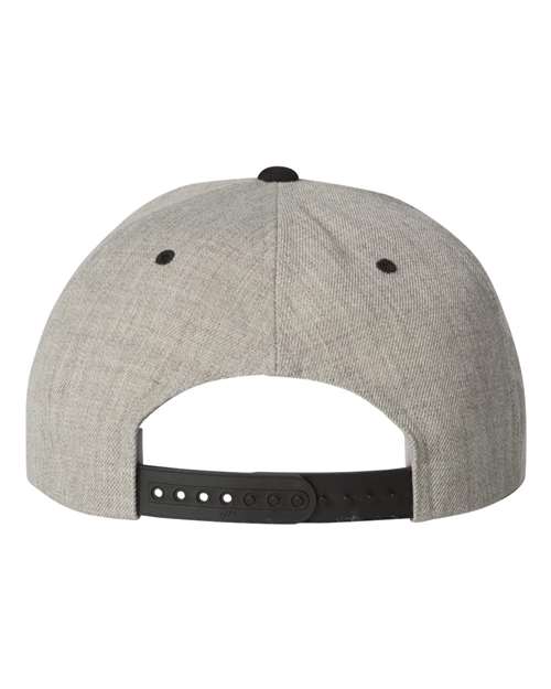 YP Classics 6089M Premium Flat Bill Snapback Cap - Heather/ Black - back